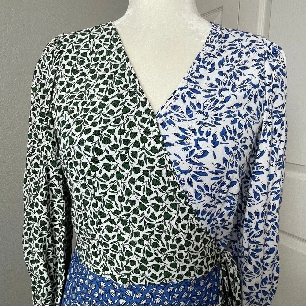 Ann Taylor Floral Wrap Flare Midi Dress Mixed Floral Print Sz 2 - Picture 7 of 13